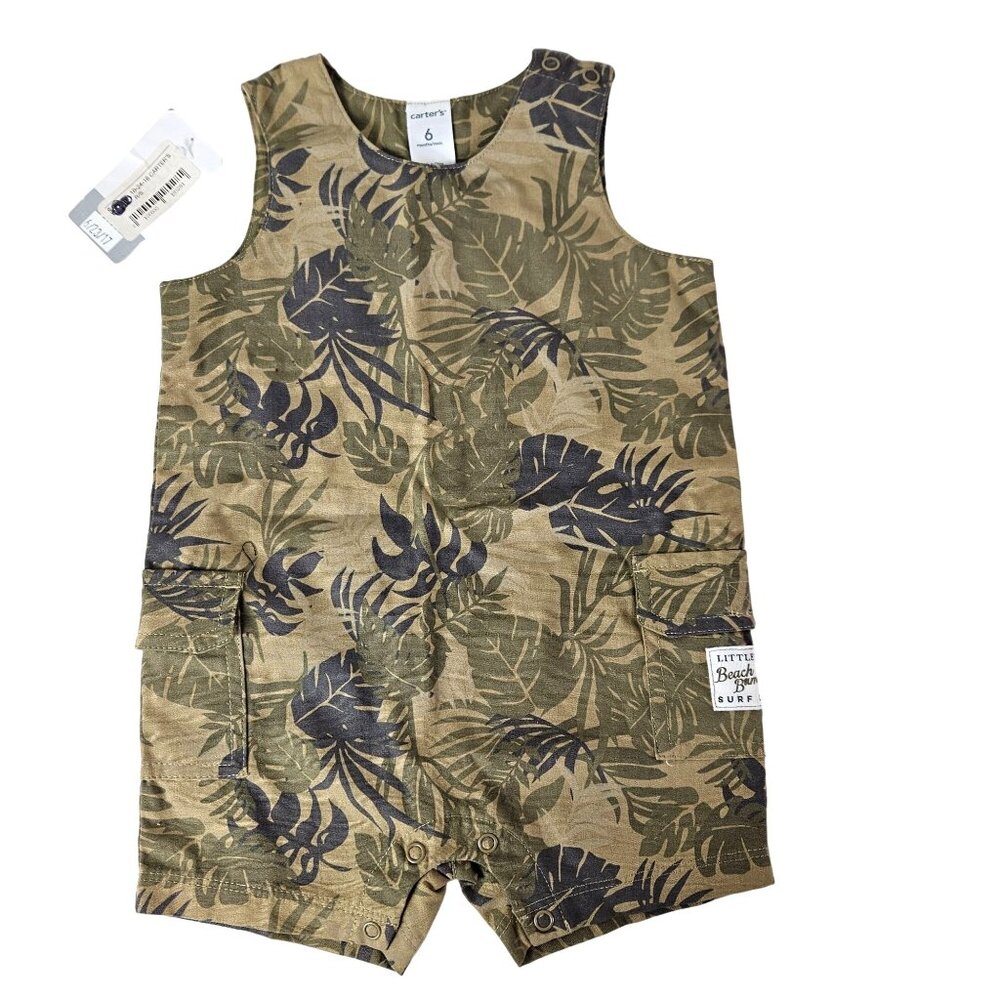Carters Baby Romper Jungle Print Size 6 Months Little Beach Bum Surf Club